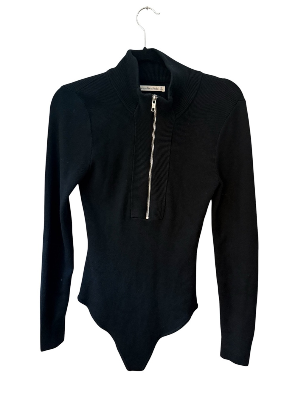 NWT Abercrombie Black Zip-Front Long Sleeve Bodysuit Medium